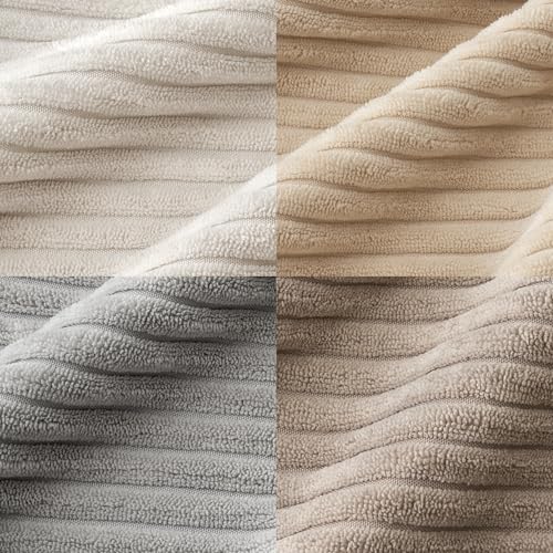 MIULEE Soft Corduroy Decorative Throw Pillow Covers Neutral Tan 18x18