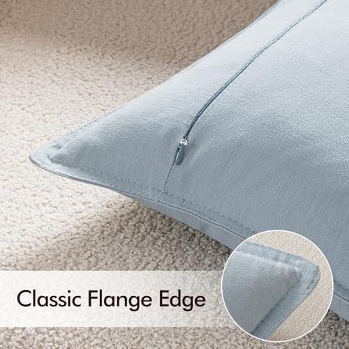 EMEMA Decorative Linen Throw Pillow Covers 20x20 Inch Light Blue