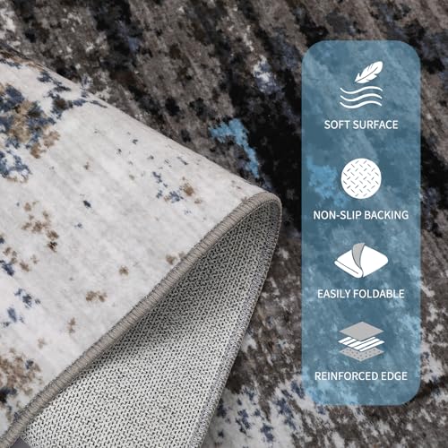 GarveeHome Machine Washable Runner Abstract Hallway Rugs 2x6 Grey Brown