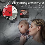 WISKALON Abstract Geometric Glass 12" Wall Clock in White, Grey, Red and Black - Battery Operated, Silent Non Ticking Quartz Clock for Home, Kitchen, Living Room, Bathroom, Bedroom, or Office Decor