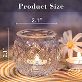 Clear Votive Candle Holders Set of 24- Round Glass Candle Holders Bulk for Tea Light Candle, Diamond Texture Candle Votives for Wedding Centerpiece, Living Room & Home Table Decor