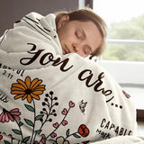Christian Gifts for Women, Christian Floral Throw Blanket, Birthday Religious Gifts for Women Friendship, Inspirational Scripture Faith Gift for Friend, Sister, Mom, Daughter (50'' x 60'', Beige)