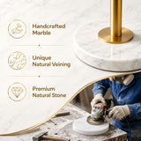 【Upgraded】Dimmable Gold Floor Lamps for Living Room, 11W LED Bulb Included, Modern Standing Lamp with Marble Base, Tall Pole Light with White Linen Shade for Bedroom Reading Office Corner Nursery
