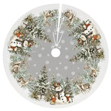Snowman Christmas Tree Skirt 36 Inch Reindeer Snowflakes Xmas Tree Decorations for Winter Holiday Party Home Decor Indoor Outdoor Ornaments