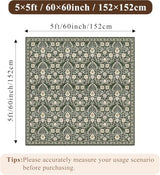 5x5 Floral Area Rug Washable: Non-Slip Low Pile Square Living Room Rug,Water Resistant Non-Shedding,Pet Friendly Soft,for Kitchen Bedroom Entryway Dining Room Indoor Decor 5ft