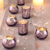 12 Pcs Assorsted Purple Votive Candle Holders for Tea Lights & Votives, Mercury Glass Candle Holder