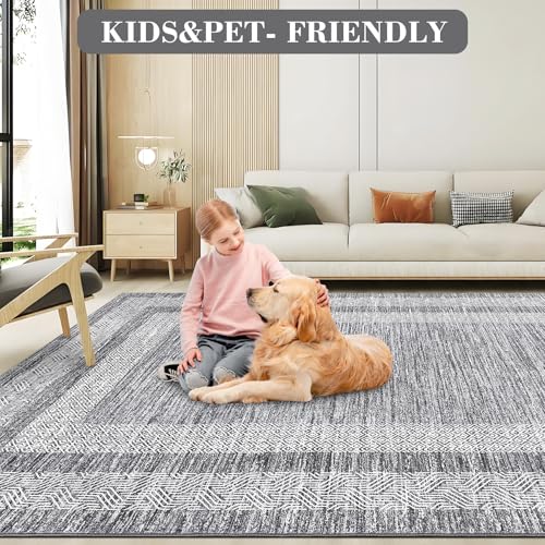 GarveeHome Round Area Rugs 6ft for Living Room, Solid Washable Circle Rug