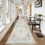 Lahome Oriental Kitchen Runner Rug 2.5x10 Washable Hallway Runner Non-Slip Rug Runners for Hallways 10ft Ultra-Thin Soft Rug Boho Indoor Low-Pile Carpet for Entryway Laundry Room Helena Terracotta