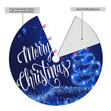 Christmas Tree Skirt Merry Christmas Blue Snow Tree 36 Inch for Xmas New Year Nightmare Before Christmas Decorations Lobby Home