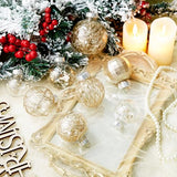CristBest 30ct Christmas Ball Ornaments-60mm/2.36" Shatterproof Clear Plastic Xmas Balls Baubles Set with Stuffed Delicate Sparkling, Hanging Christmas Tree Decorations(Champagne Gold)
