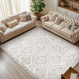 jinchan 8x10 Moroccan Geometric Washable Living Room Area Rug, Taupe