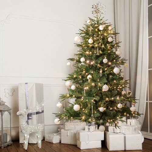 KI Store White Christmas Ball Ornaments, 34pcs 2.36-Inch, With Hooks for Tree, Wreath, Garland Decor - Holiday Decorations Included