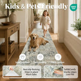 2'x8' Grey Beige Runner Rug, Washable Carpet