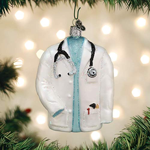 Old World Christmas Doctor's Coat Glass Blown Ornament for Christmas Tree, Handcrafted Holiday Decoration, Doctor Collection