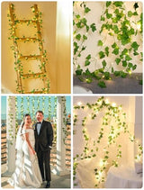 Vines with Fairy Lights,23ft Ivy Twinkle Lights Battery Operated,73 LED Leaf String Lights for Bedroom,Room,Wall,Celling,Curtain,Party,Wedding,Christmas Decor (Warm White)