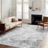 Washable 5x7 Abstract Area Rug: Non Slip Large Rugs for Living Room Grey