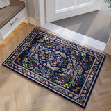 Rugcomf Door Mat 2x3 Small Area Rug Floral Washable Non Slip, Blue
