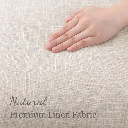 decorUhome Fall Decorative Throw Pillow Covers 18x18 Set of 2 Square Faux Linen Outdoor Neutral Farmhouse Pillow Covers with Stitched Edge for Couch Sofa Living Room, Beige