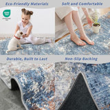 Square Rug 3x3 for Entryway Washable – Non-Slip Small Throw 3ft Area Rug for Kitchen Bathroom – Modern Neutral Abstract Soft Low-Pile Indoor Carpet (Blue Rust, 3ft)