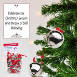 Bevin Bells Believe Sleigh Bells Ornament (3-Pack) | 1.5" Made of Steel | Hanging Bells with a Red Satin Believe Ribbon & Red Velvet Bag | Great Tone | Xmas Gift or Stocking Stuffer | Made in USA