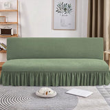 Futon Cover Stretch Futon Mattress Cover Thicken Armless Sofa Cover with Skirt Soft Futon Covers Non-Slip Futon Slipcovers Washable Futon Couch Cover for Home