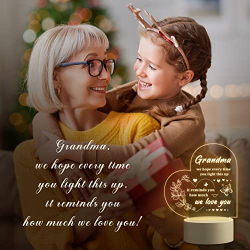 Grandma Gifts, Mothers Day Gifts for Grandma - Engraved Night Light, Grandma Birthday Gifts, Christmas Valentines Thanksgiving Gifts for Grandma, Nana, Grammy, Grandmother