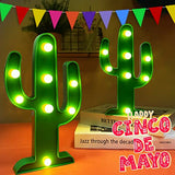 Extra Large - 2 Pack LED Cactus Light Cinco de Mayo Decorations 10 x 5.5 Inch Cactus Decor Mexican Fiesta Party Decorations Cute Night Lamp for Table Kids' Room Bedroom Living Room Gift Party Home