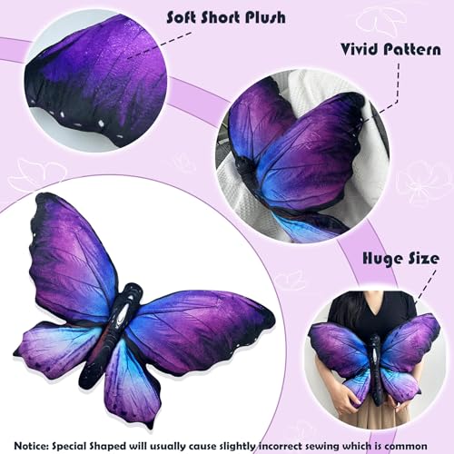 Kobataro Butterfly Decorations Pillow Decorative Throw-Pillow Stuffed Animal Plush Gifts for Women Decor for Room Home Garden 24.4" x 16.5"