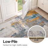 Washable Area Rug 6x9, Non-Slip Low Pile Abstract Multicolor
