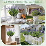 Gipsot 15 Bundles Artificial Faux Plants Flowers UV Resistant No-Fade, Adjustable Height Fake Greenery Indoor & Outdoor Decor for Window Garden Porch Patio Pathway Hanging Planter Front Yard, Purple