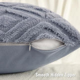 decorUhome Fall Faux Fur Blue Grey Throw Pillow Covers 12x20 Set of 2