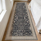2'6 x 10' Runners Rug for Kitchen Washable (Charcoal Blush Ivory)