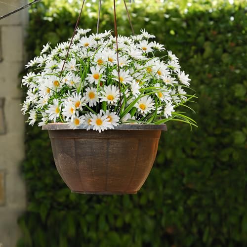 4 Bundles Artificial Silk Daisy Flowers Fake Daisies Plastics Plants Flower Faux Wildflowers Outdoor UV Resistant for Home Decor Indoor Outside Porch Patio Garden Planters Decoration (White)