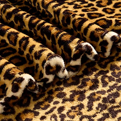 Bnuitland Leopard Print Fleece Flannel Throw Blanket, 300 GSM Double Sided Fuzzy Fluffy Throw for Bed Sofa Couch Travel, Super Soft Lightweight Cheetah Print Blanket for Adults/Baby/Pets, 50×40 inch