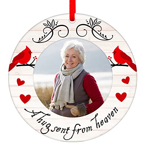 WaaHome Picture Frame Red Cardinal Christmas Ornaments 2026 - Christmas in Heaven Ornament, in Memory of Loved One Ornament for Xmas Tree Decorations Memorial Gifts