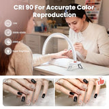 Arc Half Moon Light: 16" Half Moon Light with Foldable Bracket for Desk Salon Table Use - No Flicker & Shadow-Free Desk Lamp with Stepless Brightness 3000-6500K for Manicurist Nail Tech