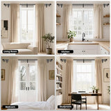 Double Curtain Rod 36-91 Inch, Black Dual Curtain Rods for Windows, 1 Inch Decorative Adjustable Heavy Duty Telescopic Spliced Window Treatment Rods Set for Bedroom Living Room Farmhouse
