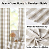 Beige Buffalo Plaid Check Curtain Panels 84 Inch Length,Tan Buffalo Gingham Rustic Farmhouse Style Rod Pocket Window Drapes Treatment for Bedroom Living Room,2 Panels,40" Wx84 L,Beige/White