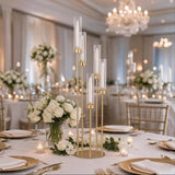 39.37'' 5 Arm Candelabra Candle Holder for Tables with Acrylic Lampshade