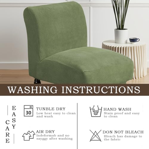 Armless Accent Chair Cover Stretch Slipper Chairs Slipcover Removable Washable Armless Accent Slipper Chair Cover Protector for Living Dining Room Bedroom Hotel Set of 1 Olive Green