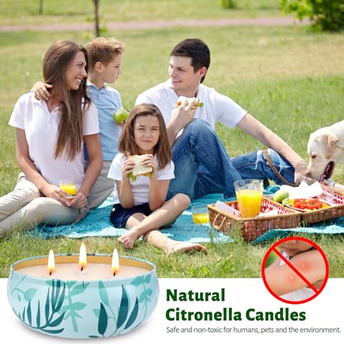 Citronella Candles Outdoor, 3-Wick Large Citronella Candles for Patio, 3 Packs Natural Soy Wax Summer Candle Set, 200 Hours Long Lasting Burning Lemongrass Scented Candle for Garden Balcony Camping