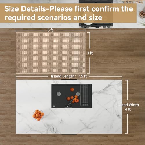 3x5 ft Area Rug Entryway Runner Kitchen Rugs Non Slip Washable Brown