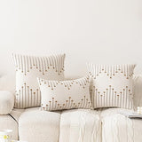 LILEPOY Boho Throw Pillow Covers 18x18 Set of 2 Neutral Decorative Textured Cushion Case Farmhouse Pillowcase Modern Square Pillow Covers for Sofa,Couch, Living Room,Beige and Brown