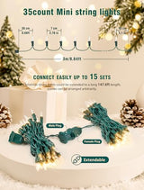 Hopolon Clear Christmas Lights, 35 Count 9.8 FT Warm White Christmas Tree Lights Plug in, Incandescent Mini String Light Green Wire for Indoor Outdoor Wedding Bedroom Classroom Party Porch Decoration
