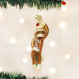 Old World Christmas Sock Monkey Glass Blown Ornament for Christmas Tree, Handcrafted Holiday Decoration, Children's Collection