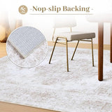 XLUEZ Area Rug 8x10 Living Room Rug, Machine Washable Vintage Distressed Medallion Rug Non-Slip Soft Low Pile Large Indoor Rugs for Bedroom Dining Room Office Children's Room (Beige,8'x10')
