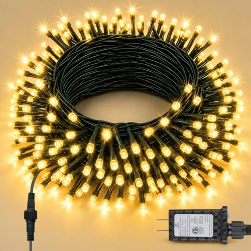 66FT 200 LED Christmas Light, Twinkle Xmas Lights with 8 Modes and Timer, Outdoor Waterproof Christmas Tree Lights for Room Bedroom Wedding Party Holiday Decorations, Warm White