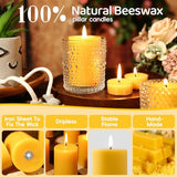 12 Pack Beeswax Candles,384 Hours Total Burn Time-2x3in,100% Pure Beeswax Pillar Candles,Unscented Bees Wax Candles for Home,Prayer,Emergency,Dripless Smokeless Pillar Candles Bluk