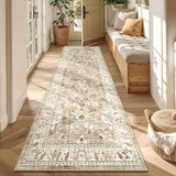 LOKHOM 3x8 Washable Hallway Runner Rug, Boho Non-Slip Kitchen Rugs, Beige