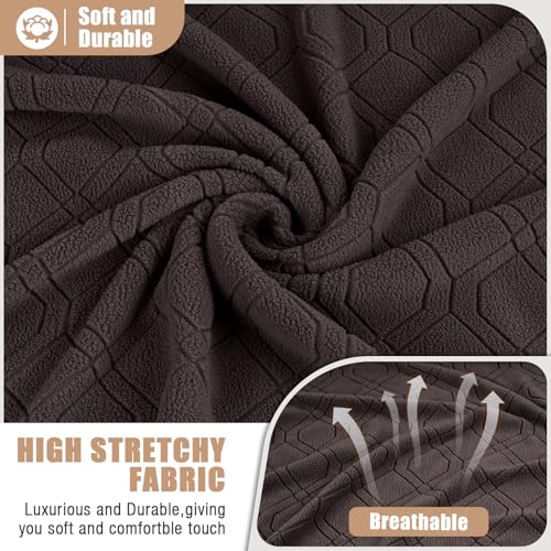VANSOFY Recliner Loveseat Cover with Middle Console Stretch Reclining Sofa Slipcover for 2 Seat Jacquard Reclining Couch Sofa Covers Furniture Protector with Elastic Straps Bottom(Chocolate)